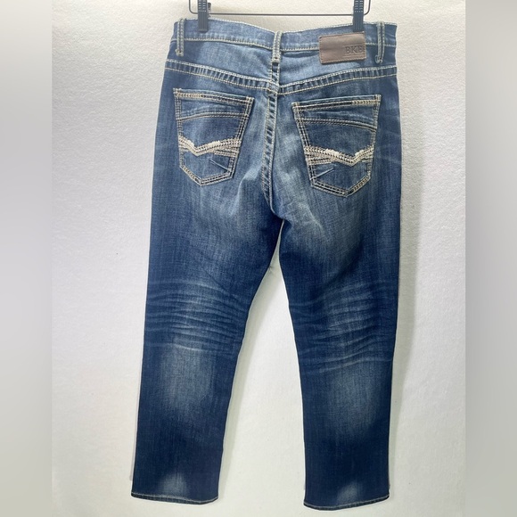 BKE Buckle Tyler Straight Leg Jeans Mens 32R Blue Denim Stretch Stitches 1936 - Picture 8 of 10